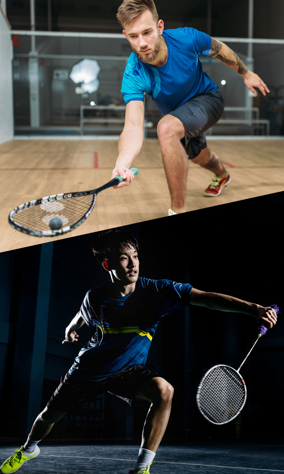Racketsport wie Badminton, Tennis oder Squash